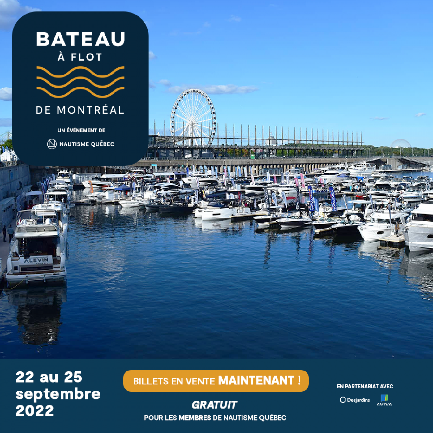 Du 22 au 25 septembre, près d’une centaine d’embarcations seront présentées en exclusivité au Bateau à flot de Montréal, situé dans le bassin Jacques-Cartier, en plein cœur du Vieux-Port de Montréal. Billets en vente dès maintenant!
